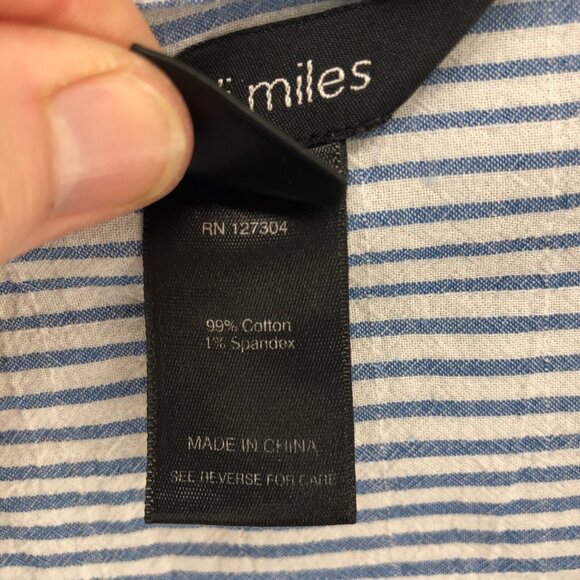 Ali Miles Shirt Womens Extra Large Blue Striped Button Collar Long Sleeve Casual - Picture 7 of 11